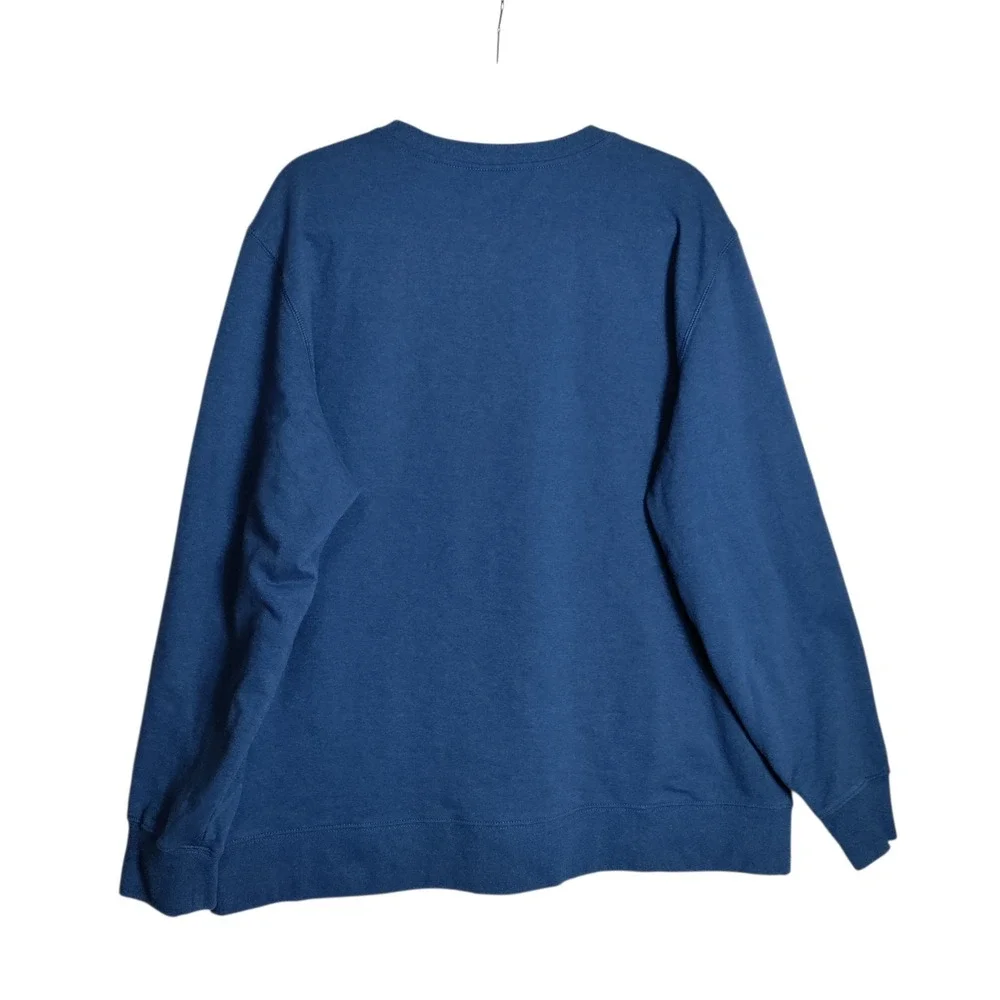 The North Face Mens XXL Blue Crewneck Sweatshirt Logo Patch Pullover Regular Fit